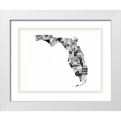 Florida White Modern Wood Framed Art Print with Double Matting by Grey, Jace