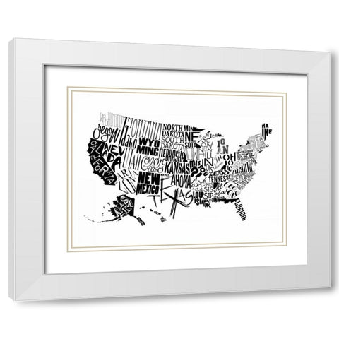 USA White Modern Wood Framed Art Print with Double Matting by Grey, Jace