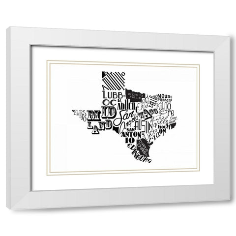Texas Black White Modern Wood Framed Art Print with Double Matting by Grey, Jace