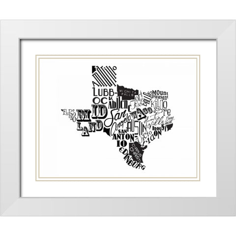 Texas Black White Modern Wood Framed Art Print with Double Matting by Grey, Jace