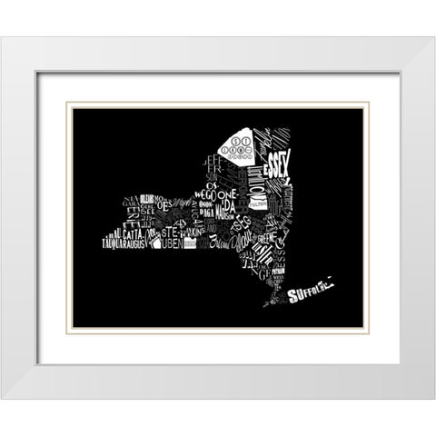 NY 3 White Modern Wood Framed Art Print with Double Matting by Grey, Jace