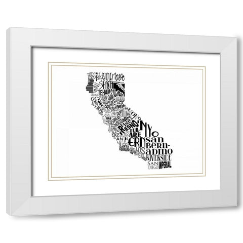 Cali White Modern Wood Framed Art Print with Double Matting by Grey, Jace