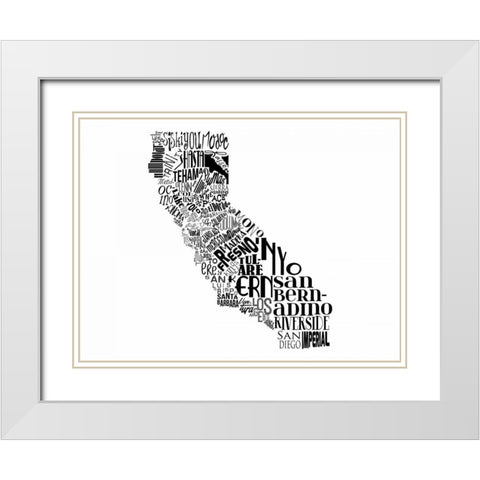 Cali White Modern Wood Framed Art Print with Double Matting by Grey, Jace
