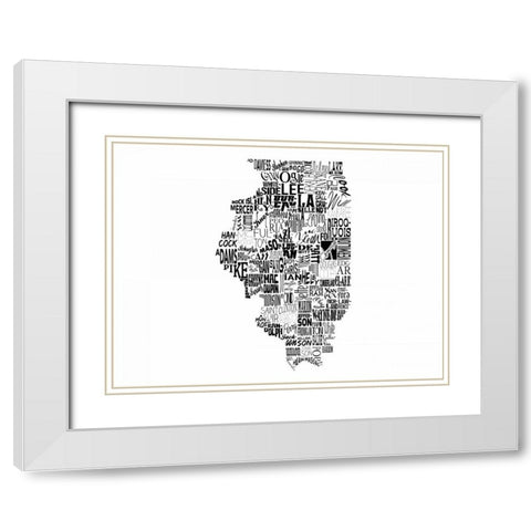 Illinois White Modern Wood Framed Art Print with Double Matting by Grey, Jace