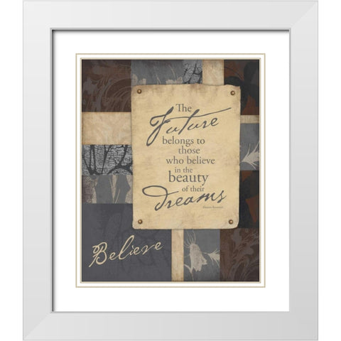 Believe White Modern Wood Framed Art Print with Double Matting by Grey, Jace