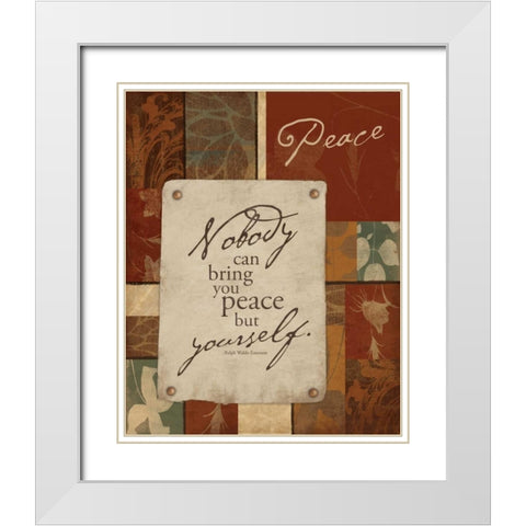 Peace White Modern Wood Framed Art Print with Double Matting by Grey, Jace