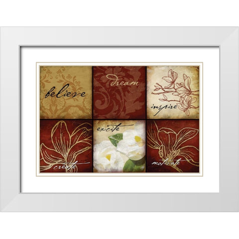 Magnolia Inspirational White Modern Wood Framed Art Print with Double Matting by Grey, Jace