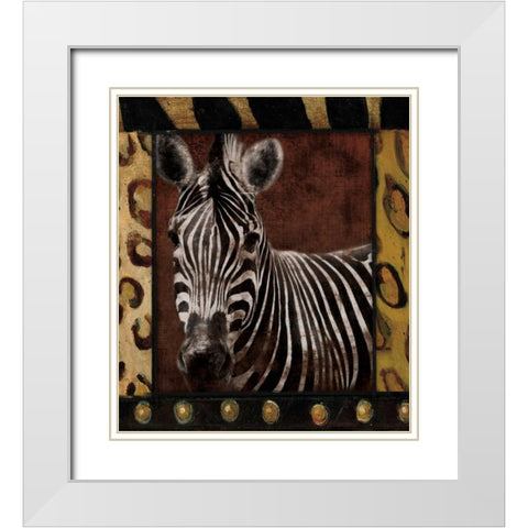 Zebra Dordered White Modern Wood Framed Art Print with Double Matting by Grey, Jace