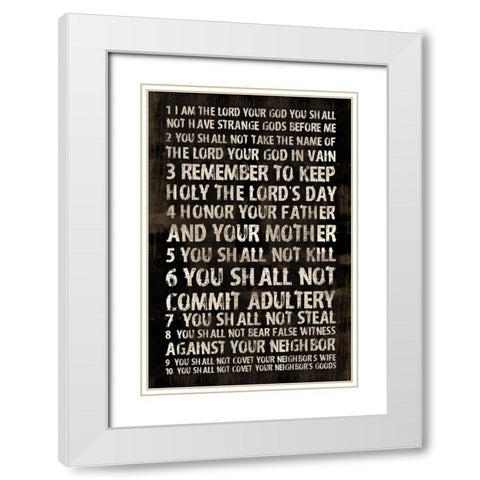 Full 10 Commandments White Modern Wood Framed Art Print with Double Matting by Grey, Jace