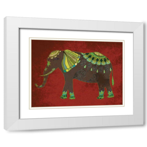 Indian Elephant 2 White Modern Wood Framed Art Print with Double Matting by Grey, Jace