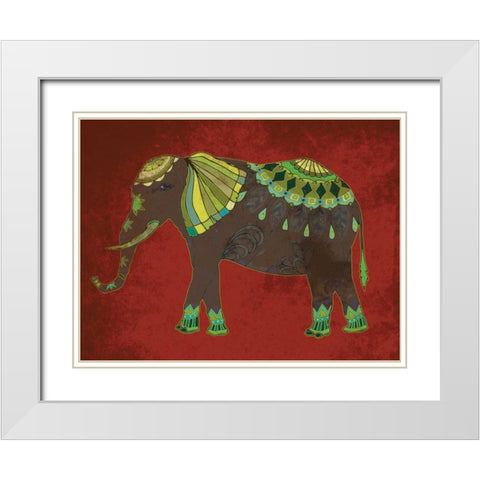 Indian Elephant 2 White Modern Wood Framed Art Print with Double Matting by Grey, Jace