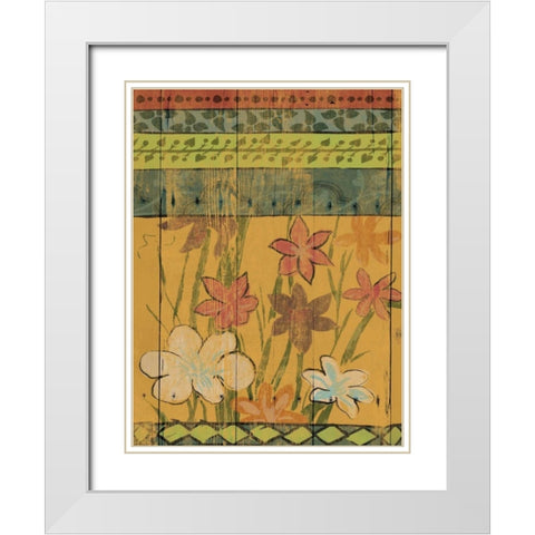 Spanish florals White Modern Wood Framed Art Print with Double Matting by Grey, Jace