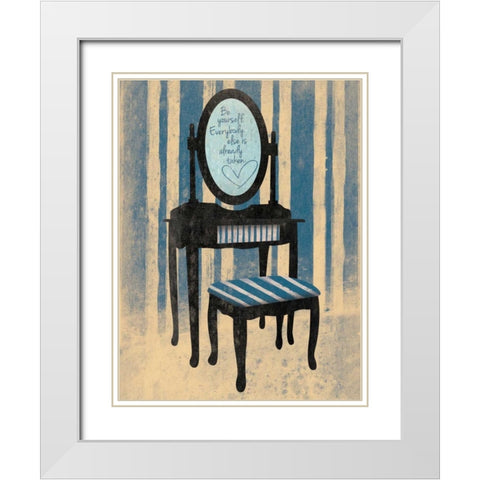 Be Yourself Blue White Modern Wood Framed Art Print with Double Matting by Grey, Jace
