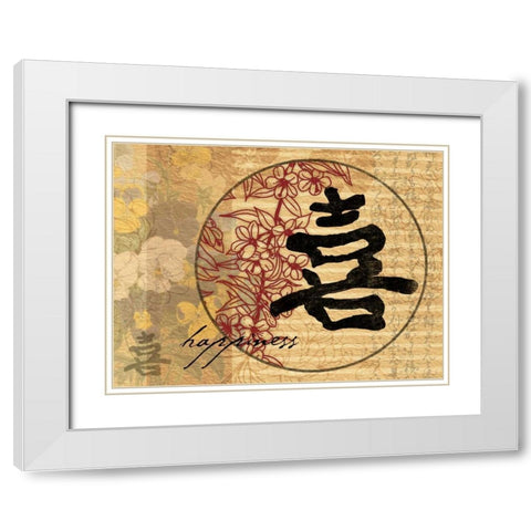 Happiness White Modern Wood Framed Art Print with Double Matting by Grey, Jace