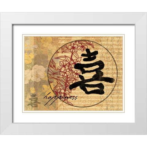 Happiness White Modern Wood Framed Art Print with Double Matting by Grey, Jace