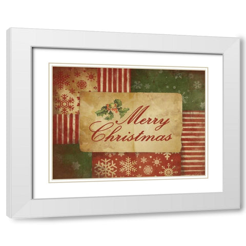 Merry Christmas White Modern Wood Framed Art Print with Double Matting by Grey, Jace