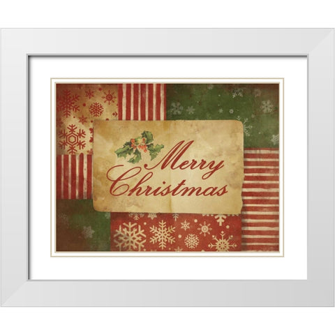 Merry Christmas White Modern Wood Framed Art Print with Double Matting by Grey, Jace