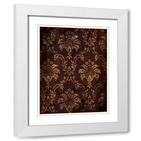 Gold Red Pattern White Modern Wood Framed Art Print with Double Matting by Grey, Jace