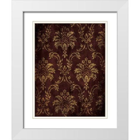 Gold Red Pattern White Modern Wood Framed Art Print with Double Matting by Grey, Jace