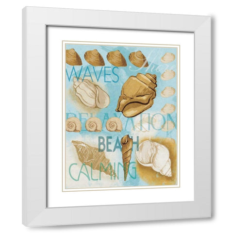 Shell Collage White Modern Wood Framed Art Print with Double Matting by Grey, Jace