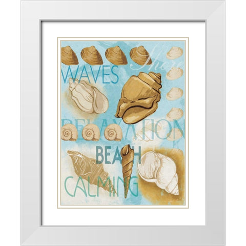 Shell Collage White Modern Wood Framed Art Print with Double Matting by Grey, Jace