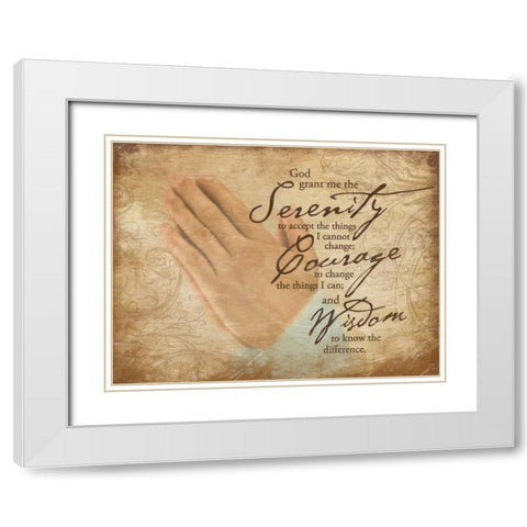 Praying Hands White Modern Wood Framed Art Print with Double Matting by Grey, Jace