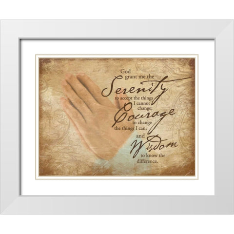 Praying Hands White Modern Wood Framed Art Print with Double Matting by Grey, Jace