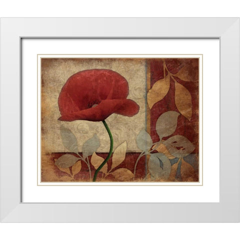 Poppies White Modern Wood Framed Art Print with Double Matting by Grey, Jace