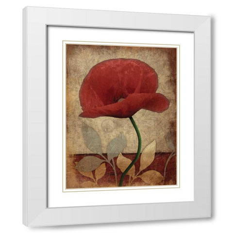 Poppies Vert White Modern Wood Framed Art Print with Double Matting by Grey, Jace
