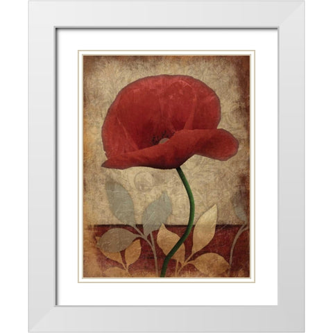 Poppies Vert White Modern Wood Framed Art Print with Double Matting by Grey, Jace