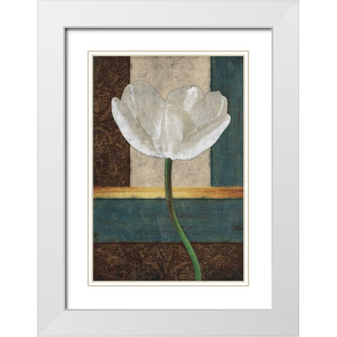 White Floral Mate White Modern Wood Framed Art Print with Double Matting by Grey, Jace