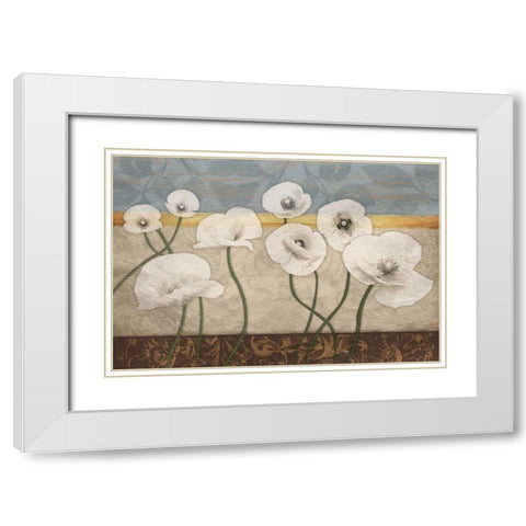 White Floral Patch White Modern Wood Framed Art Print with Double Matting by Grey, Jace