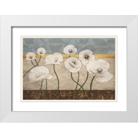 White Floral Patch White Modern Wood Framed Art Print with Double Matting by Grey, Jace