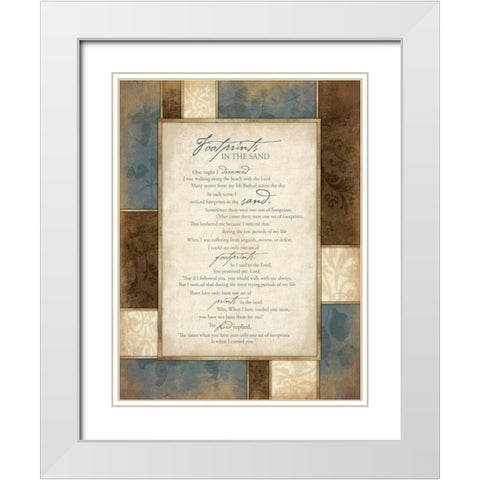 Footprints White Modern Wood Framed Art Print with Double Matting by Grey, Jace
