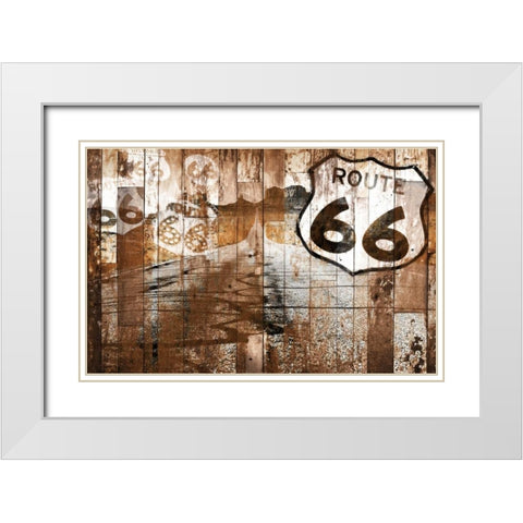 Road To Route 66 Rust White Modern Wood Framed Art Print with Double Matting by Grey, Jace