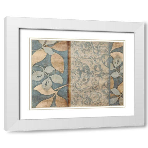Floral pattern blue White Modern Wood Framed Art Print with Double Matting by Grey, Jace