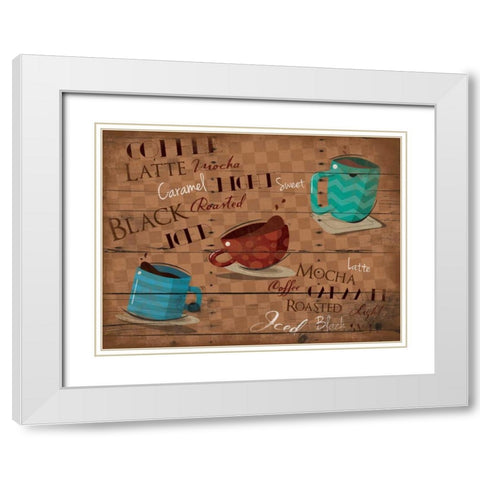 Three cups White Modern Wood Framed Art Print with Double Matting by Grey, Jace