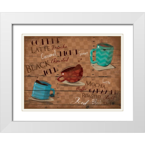 Three cups White Modern Wood Framed Art Print with Double Matting by Grey, Jace