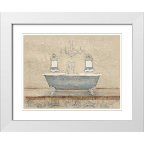 Bath blue mate White Modern Wood Framed Art Print with Double Matting by Grey, Jace