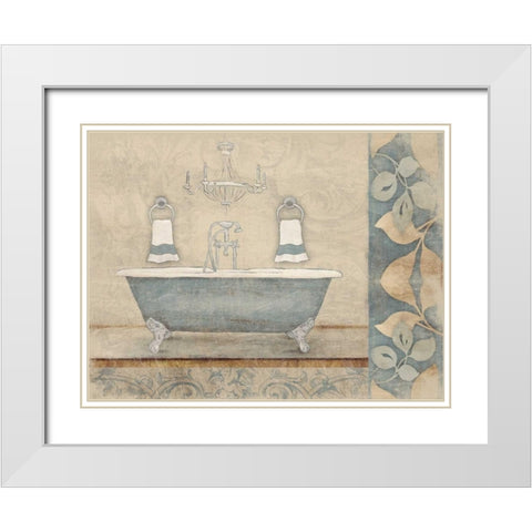 Bath blue mate White Modern Wood Framed Art Print with Double Matting by Grey, Jace