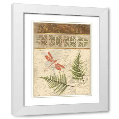 The Dragonfly Fern White Modern Wood Framed Art Print with Double Matting by Grey, Jace