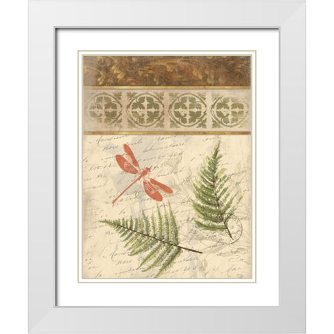 The Dragonfly Fern White Modern Wood Framed Art Print with Double Matting by Grey, Jace