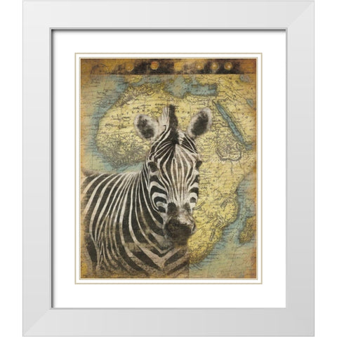 Zebra Africa White Modern Wood Framed Art Print with Double Matting by Grey, Jace