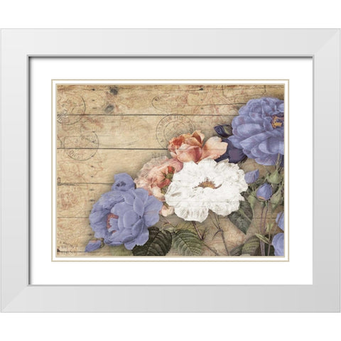 Purple Floral White Modern Wood Framed Art Print with Double Matting by Grey, Jace