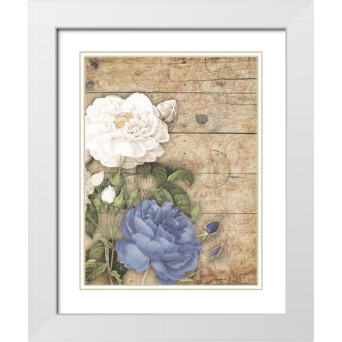 Purple floral mate vert White Modern Wood Framed Art Print with Double Matting by Grey, Jace