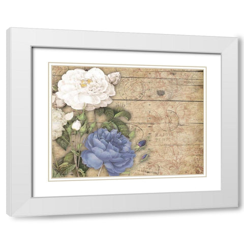 Purple floral mate White Modern Wood Framed Art Print with Double Matting by Grey, Jace
