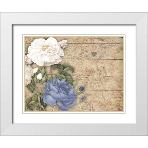 Purple floral mate White Modern Wood Framed Art Print with Double Matting by Grey, Jace