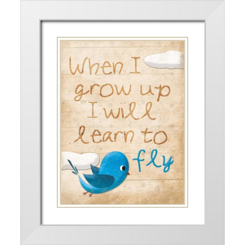 Fly White Modern Wood Framed Art Print with Double Matting by Grey, Jace