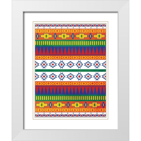 Aztec Patterned Mate Colors White Modern Wood Framed Art Print with Double Matting by Grey, Jace