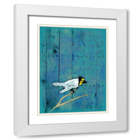 Blue Hue Bird White Modern Wood Framed Art Print with Double Matting by Grey, Jace